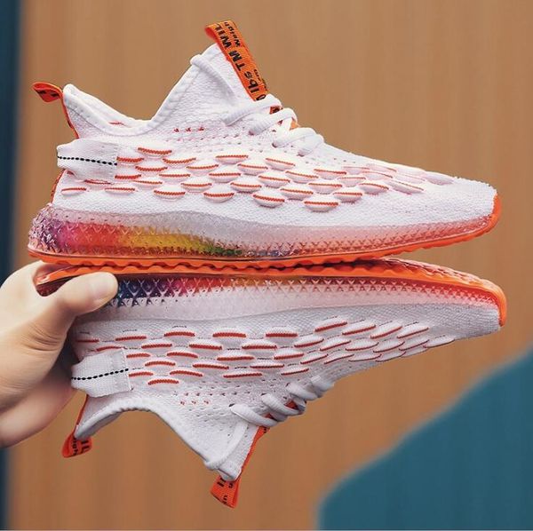 new men causal shoes white rainbow knit comfortable designer shoes fly outdoor jogging walking sneakers sports shoes, Black
new men causal shoes white rainbow knit comfortable designer shoes fly outdoor jogging walking sneakers sports shoes, Black