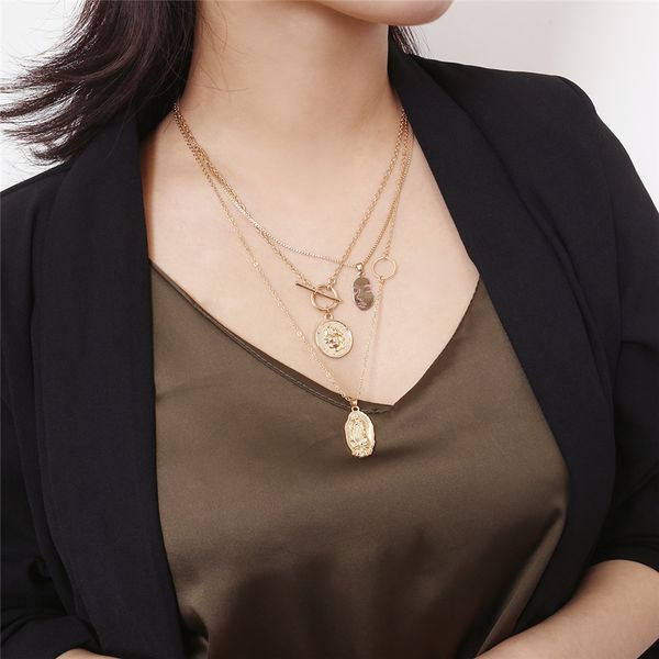 classic virgin mary pendant choker necklace boho layered mask face carve coin long chain neckalce women christmas gift, Silver
classic virgin mary pendant choker necklace boho layered mask face carve coin long chain neckalce women christmas gift, Silver