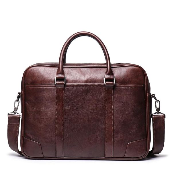 genuine leather cow skin men solid briefcase business office lapbags