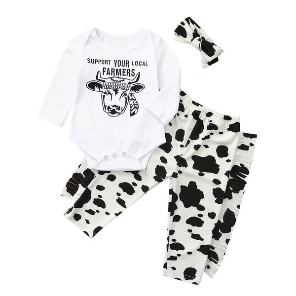 autumn baby boy girls clothes sets toddler newborn outfits cow letter romper+pants+headband fashion kit babyborn roupa infantil, White
autumn baby boy girls clothes sets toddler newborn outfits cow letter romper+pants+headband fashion kit babyborn roupa infantil, White