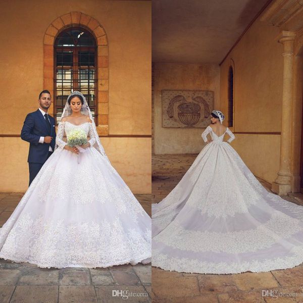luxury lace ball gown wedding dresses long sleeves off the shoulder backless bridal gowns 2020 arabic church wedding dress vestido de novia, White
luxury lace ball gown wedding dresses long sleeves off the shoulder backless bridal gowns 2020 arabic church wedding dress vestido de novia, White