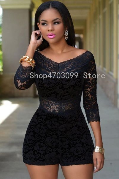 body elegant jumpsuit plus size 2019 european and american women's new v-neck openwork lace, Black;white
body elegant jumpsuit plus size 2019 european and american women's new v-neck openwork lace, Black;white