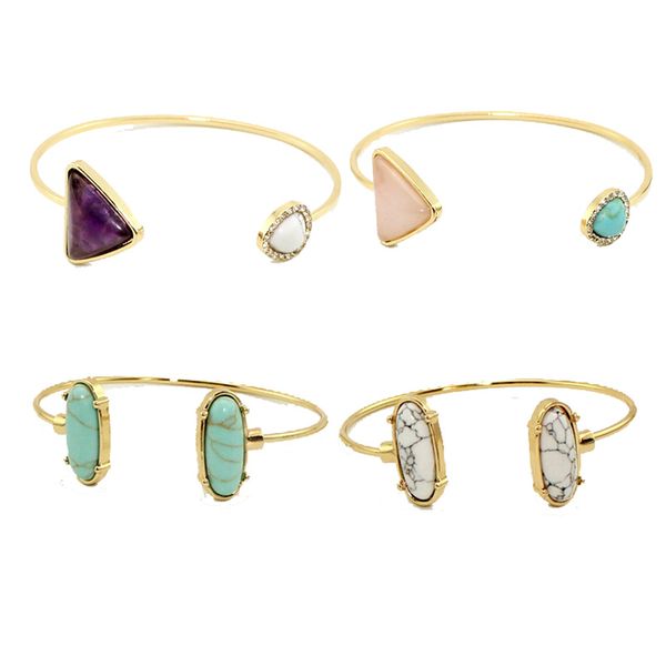 nature stone baguette oval charm bracelet trangle end open cuff bangle bohemia, Black
nature stone baguette oval charm bracelet trangle end open cuff bangle bohemia, Black