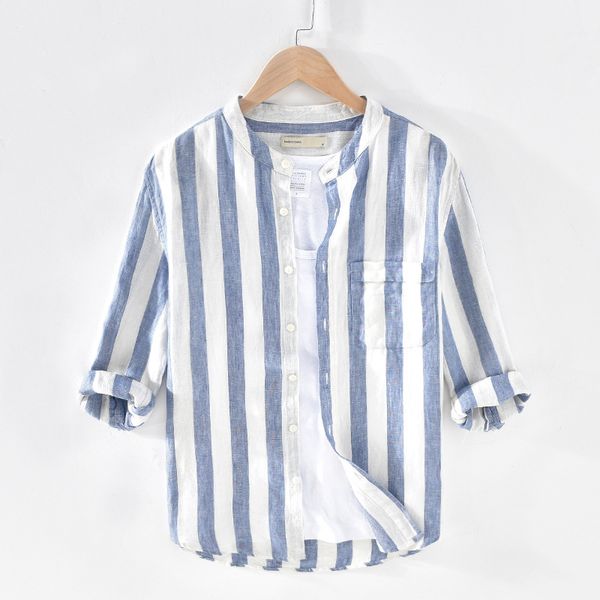 2020 men's long sleeve shirts 100%linen summer casual striped shirts man blue stand collar shirt male y2463, White;black
2020 men's long sleeve shirts 100%linen summer casual striped shirts man blue stand collar shirt male y2463, White;black
