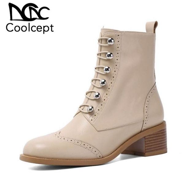 coolcept ankle boots for women real leather brogue shoes women winter zipper rivets retro square toe high heels boots size 34-40, Black
coolcept ankle boots for women real leather brogue shoes women winter zipper rivets retro square toe high heels boots size 34-40, Black