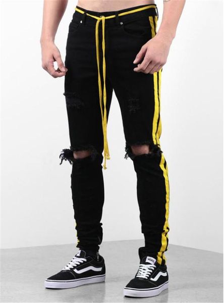 mens clothing slim designer rigid jeans belt low waist casual casual style pleated striped slim pants, Blue
mens clothing slim designer rigid jeans belt low waist casual casual style pleated striped slim pants, Blue