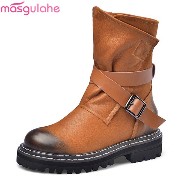 masgulahe 2020 new brand genuine leather women boots med heels round toe bcukle shoes woman black brwon winter ankle boots
masgulahe 2020 new brand genuine leather women boots med heels round toe bcukle shoes woman black brwon winter ankle boots