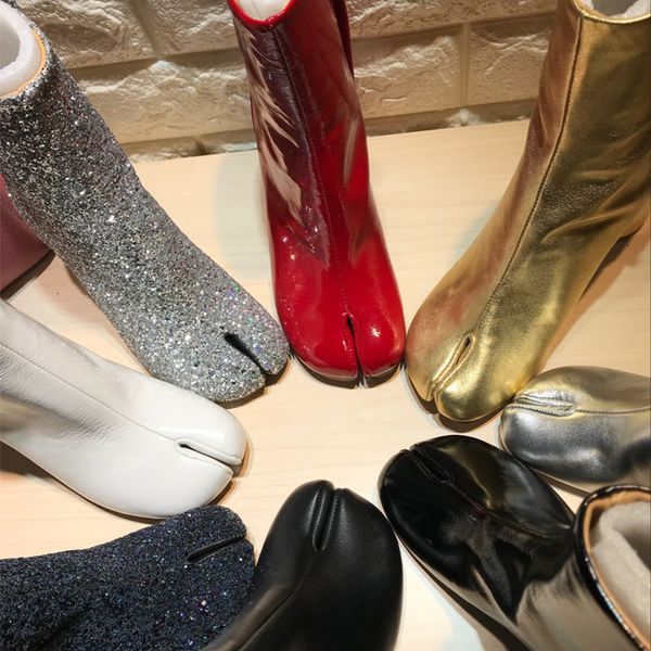 genuine leather round split toe elastic ankle boots bling laser sequined party tabi boots high heel women shoes, Black
genuine leather round split toe elastic ankle boots bling laser sequined party tabi boots high heel women shoes, Black