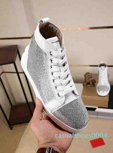 red bottom sneakers rhinestone strass shoes high sneakers red sole women men flats fashion casual shoe disc ac04, Black
red bottom sneakers rhinestone strass shoes high sneakers red sole women men flats fashion casual shoe disc ac04, Black