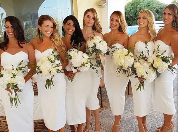 elegant short bodycon white bridesmaid dresses tea length sheath robes de soirée vintage lace up bridal party gowns for women, White;pink
elegant short bodycon white bridesmaid dresses tea length sheath robes de soirée vintage lace up bridal party gowns for women, White;pink