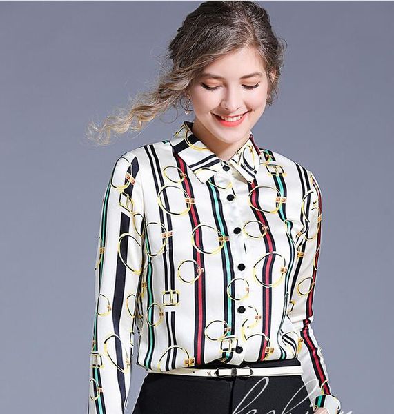 2 colours striped circle printed women shirts long sleeve ladies blouses fashion lapel neck chiffon shirts, White
2 colours striped circle printed women shirts long sleeve ladies blouses fashion lapel neck chiffon shirts, White