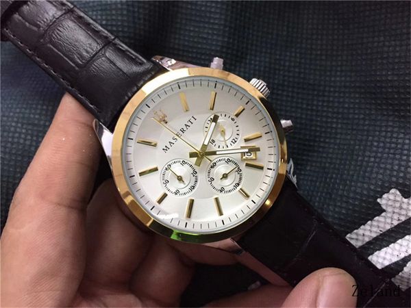 2019 Italy Brand Maserati Six-Pins Three-eyes Men And Women Luxury Watches Skillful Manufacture Leather Belt Chronograph Quartz Wristatch 
2019 Italy Brand Maserati Six-Pins Three-eyes Men And Women Luxury Watches Skillful Manufacture Leather Belt Chronograph Quartz Wristatch