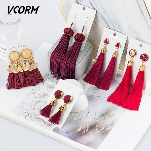 vcorm bohemian tassel crystal long drop earrings for women red cotton silk fabric fringe earrings 2019 fashion woman jewelry, Silver
vcorm bohemian tassel crystal long drop earrings for women red cotton silk fabric fringe earrings 2019 fashion woman jewelry, Silver