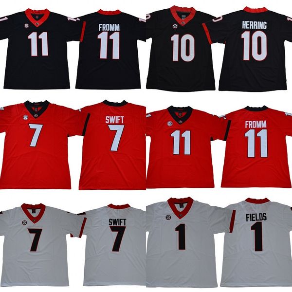 Mens Georgia Bulldogs Jersey 7 DAndre Swift 11 Jake Fromm 1 Justin Fields 10 Malik Herring College Football Jerseys Fast Shipping