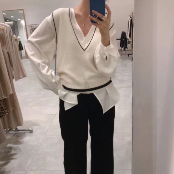 sleeveless sweater women's new loose and comfortable v-neck cashmere knitted short coat wool vest pullover attyyws women's vest, Black;white
sleeveless sweater women's new loose and comfortable v-neck cashmere knitted short coat wool vest pullover attyyws women's vest, Black;white