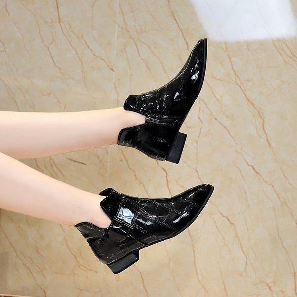 lace up round toe bootee woman 2019 shoes leather booties chunky heel women's mid-calf boots luxury designer low heels booties, Black
lace up round toe bootee woman 2019 shoes leather booties chunky heel women's mid-calf boots luxury designer low heels booties, Black
