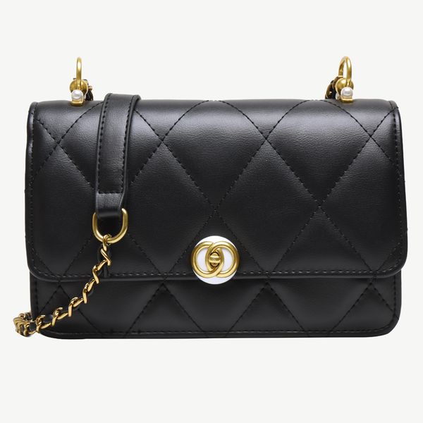 

191220 ivog new arrival everyday female small shoulder messenger handbag black chain quilted hand bags for women 2019
