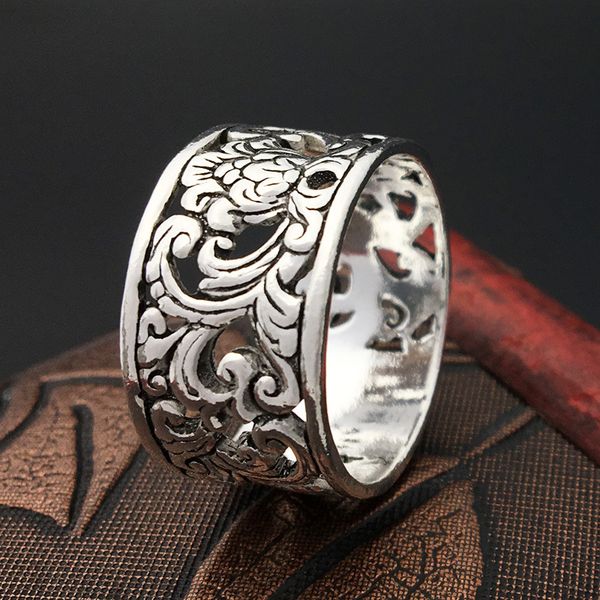 s925 sterling silver ornaments fashion retro thai silver personalized holes and flowers male and female ring, Golden;silver
s925 sterling silver ornaments fashion retro thai silver personalized holes and flowers male and female ring, Golden;silver