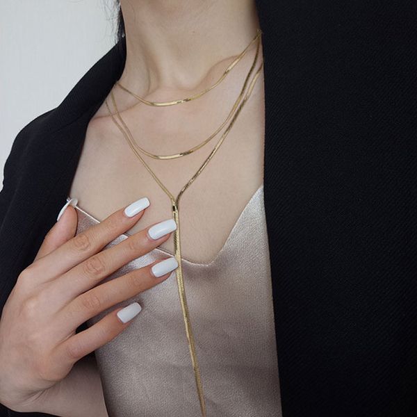 copper multi layered flat snake chain long collar necklace gold smooth choker for women female punk simple jewelry, Silver
copper multi layered flat snake chain long collar necklace gold smooth choker for women female punk simple jewelry, Silver