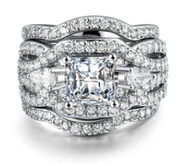 vecalon fine jewelry princess cut 20ct cz diamond engagement wedding band ring set for women 14kt white gold filled finger ring, Slivery;golden
vecalon fine jewelry princess cut 20ct cz diamond engagement wedding band ring set for women 14kt white gold filled finger ring, Slivery;golden