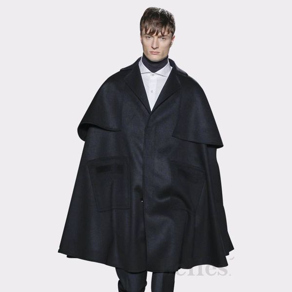 m-4xl autumn and winter personality loose tide men's catwalk show 2 pieces shawl cape cloak bat sleeve wool coat coat woolen coa, Black
m-4xl autumn and winter personality loose tide men's catwalk show 2 pieces shawl cape cloak bat sleeve wool coat coat woolen coa, Black