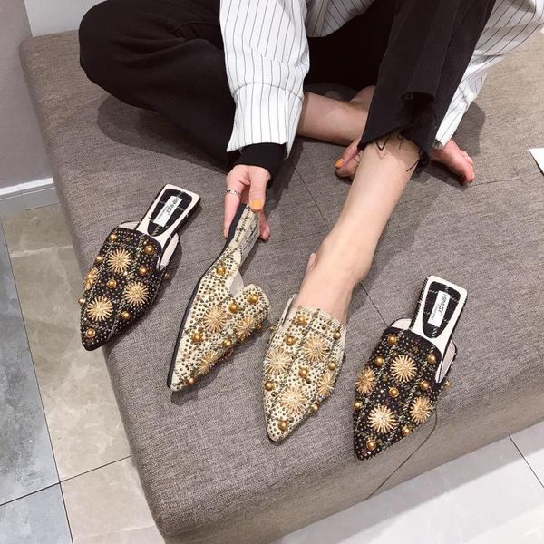 luxury flats slippers women plaid pointed toe mules brand metal decoration slides laides rivet slipper summer zapatos mujer, Black
luxury flats slippers women plaid pointed toe mules brand metal decoration slides laides rivet slipper summer zapatos mujer, Black
