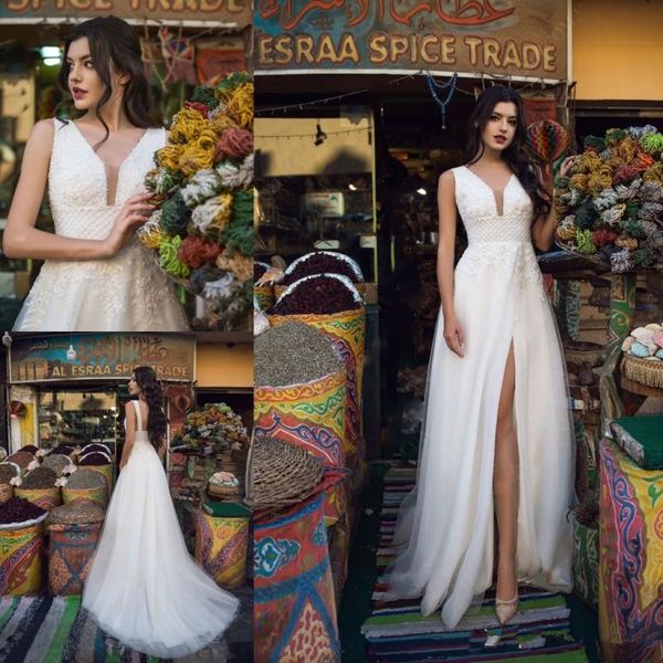 2020 new princess wedding dresses v neck thigh slit lace bridal gowns sweep train plus size backless wedding dress custom, White
2020 new princess wedding dresses v neck thigh slit lace bridal gowns sweep train plus size backless wedding dress custom, White