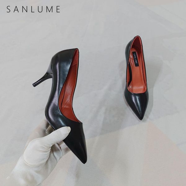 sanlume 10cm summer black all leather pumps women shoes woman high heels sandals slip on pointed toe
sanlume 10cm summer black all leather pumps women shoes woman high heels sandals slip on pointed toe