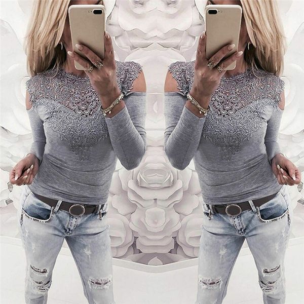 women's blouses & shirts women fashion lace patchwork long sleeves cold shoulder slim casual wear female spring summer bodycon pullove, White
women's blouses & shirts women fashion lace patchwork long sleeves cold shoulder slim casual wear female spring summer bodycon pullove, White