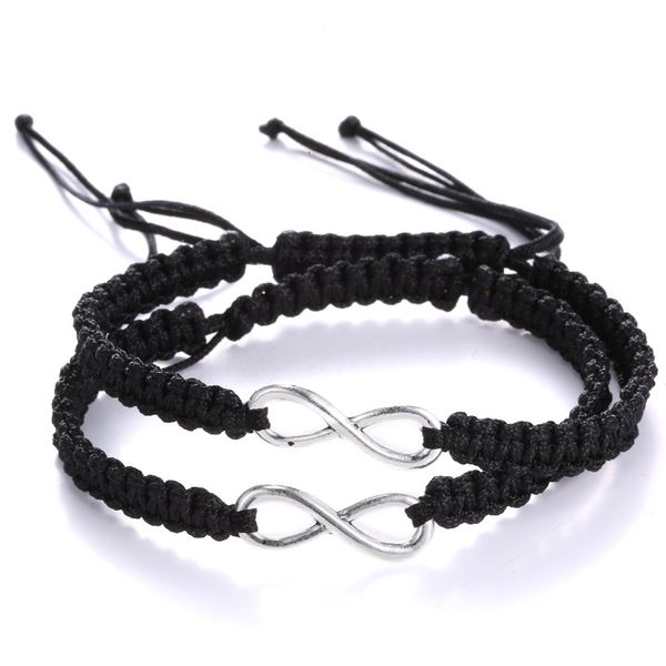 infinity symbol alloy charm bracelet for women simple adjustable silver color number 8 charm handmade braid rope bracelet party jewelry gift, Black
infinity symbol alloy charm bracelet for women simple adjustable silver color number 8 charm handmade braid rope bracelet party jewelry gift, Black