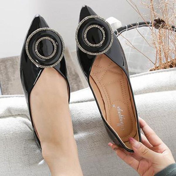 new women shoes single flat loafers metal buckle lady slip on shallow flats pointed toe red patent leather footwear plus size 43, Black
new women shoes single flat loafers metal buckle lady slip on shallow flats pointed toe red patent leather footwear plus size 43, Black