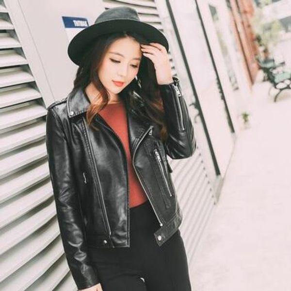 new 2019 spring pu coats women leather jackets ladies long sleeve turn down collar red brown pu leather jackets dc461, White;black
new 2019 spring pu coats women leather jackets ladies long sleeve turn down collar red brown pu leather jackets dc461, White;black