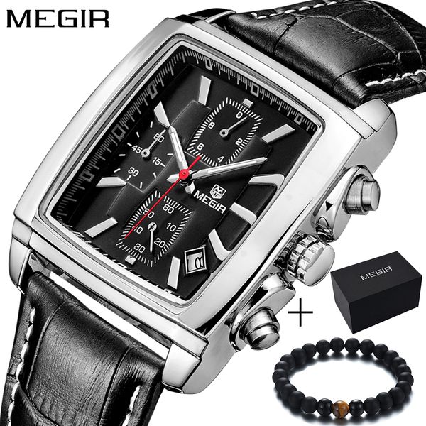 megir genuine leather rectangle satch quartz-watch sport car-styling mens watches waterproof wristwatch, Slivery;brown
megir genuine leather rectangle satch quartz-watch sport car-styling mens watches waterproof wristwatch, Slivery;brown