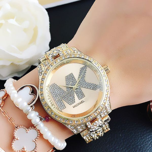 brand quartz wrist watches for women girl michael full crystal big letters style metal steel band watch m103, Slivery;brown
brand quartz wrist watches for women girl michael full crystal big letters style metal steel band watch m103, Slivery;brown