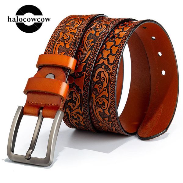 men carved genuine leather belt fashion print cowhide pin buckle male belt designer belts men leather strap luxury, Black;brown
men carved genuine leather belt fashion print cowhide pin buckle male belt designer belts men leather strap luxury, Black;brown