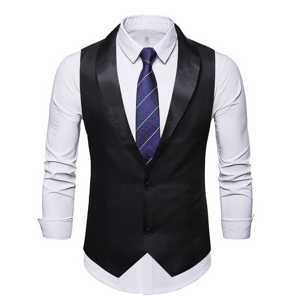 men's vests black shawl lapel suit vest men 2021 brand slim fit sleeveless waistcoat business wedding tuxedo chaleco hombre, Black;white
men's vests black shawl lapel suit vest men 2021 brand slim fit sleeveless waistcoat business wedding tuxedo chaleco hombre, Black;white
