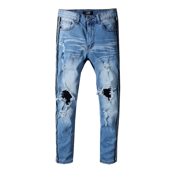 20" solid classic style straight denim designer men's motorcycle biker jeans washed design casua lslim summer skinny ripped high q, Blue
20" solid classic style straight denim designer men's motorcycle biker jeans washed design casua lslim summer skinny ripped high q, Blue