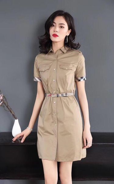 striped plaid stitching classic cotton lapel midi skirt british style 2019 summer new section short-sleeved women's dress casual fashio, Black;gray
striped plaid stitching classic cotton lapel midi skirt british style 2019 summer new section short-sleeved women's dress casual fashio, Black;gray