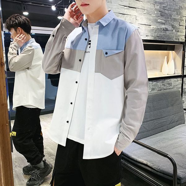 season 2020 color matching tooling casual all-match shirt men's and teenagers' pure cotton shirt men's, White;black
season 2020 color matching tooling casual all-match shirt men's and teenagers' pure cotton shirt men's, White;black