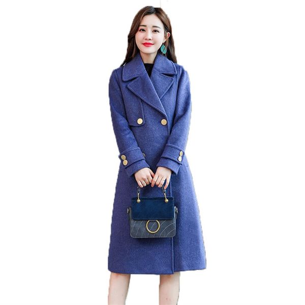 woolen coat women's jacket autumn and winter new fashion temperament wild long double-breasted solid color woolen coat, Black
woolen coat women's jacket autumn and winter new fashion temperament wild long double-breasted solid color woolen coat, Black