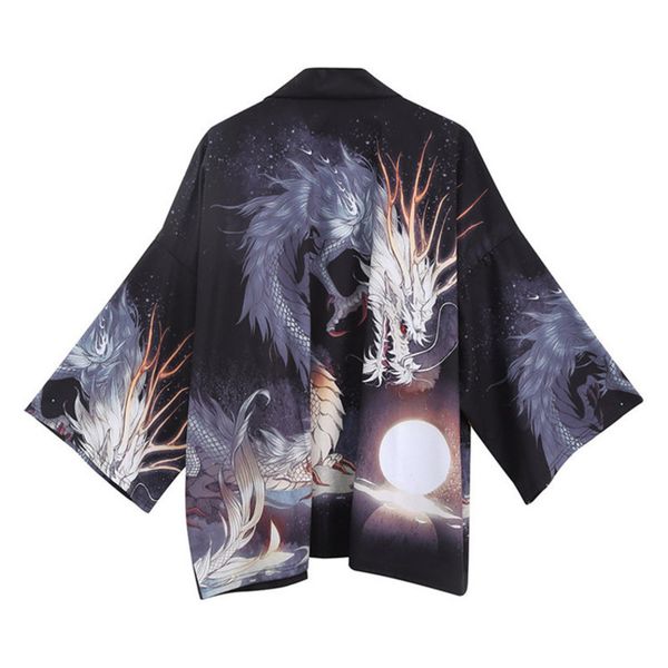 #0268 dragon printed shirt black japanese streetwear kimono men vintage open stitch casual shirt for man loose harajuku summer, White;black
#0268 dragon printed shirt black japanese streetwear kimono men vintage open stitch casual shirt for man loose harajuku summer, White;black