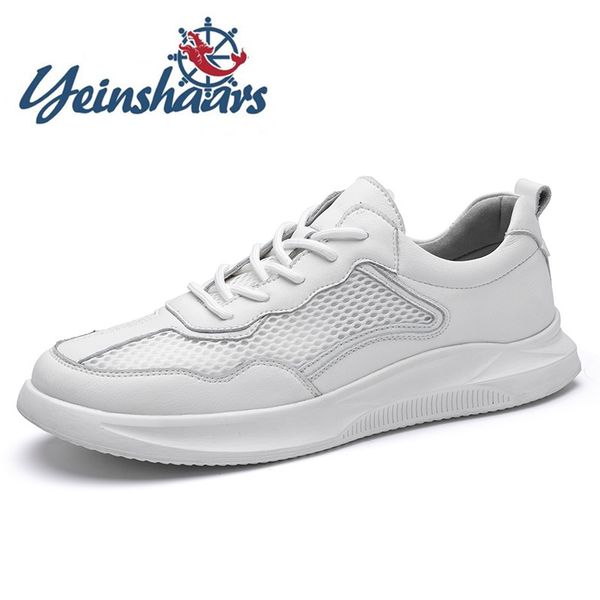 mens shoes casual leather white shoes minimalist for men lace-up mesh walking fashion leather sneakers fashion, Black