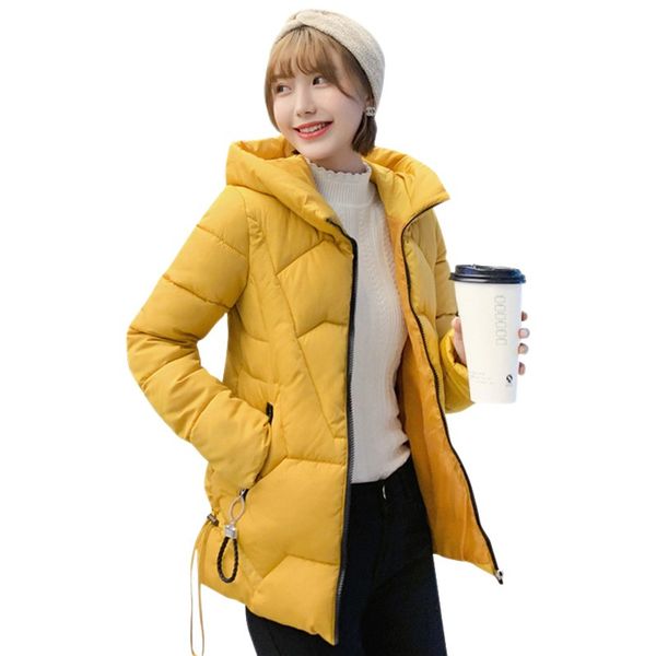 women autumn winter long-sleeved cotton jacket slim solid color hooded down coat, Black
women autumn winter long-sleeved cotton jacket slim solid color hooded down coat, Black