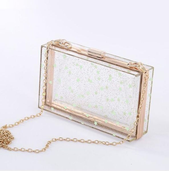 10pcs star printing transparent acrylic bag bling chain box bag clear crossbody bags clutch for women evening party
10pcs star printing transparent acrylic bag bling chain box bag clear crossbody bags clutch for women evening party
