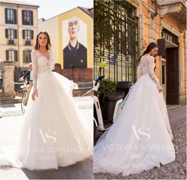 elegant beach wedding dresses 2020 lace appliques a line long sleeve boho wedding dress plus size custom made simple robes de mariée, White
elegant beach wedding dresses 2020 lace appliques a line long sleeve boho wedding dress plus size custom made simple robes de mariée, White