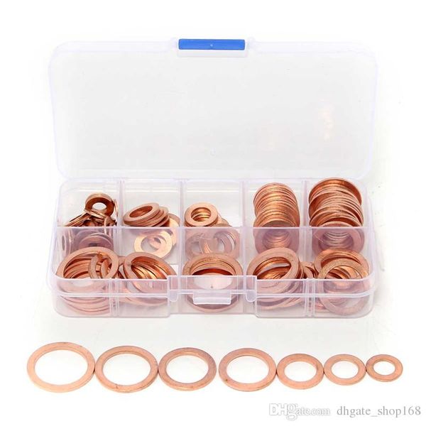 120pcs/kit solid copper washers sump plug assortment washer set plastic box professional hardware accessories 8 sizes
120pcs/kit solid copper washers sump plug assortment washer set plastic box professional hardware accessories 8 sizes