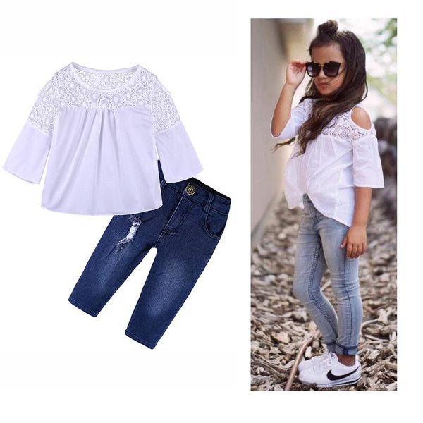 kids clothes girls summer hollow out white +long jeans pants teenage girls clothing sets flare sleeve
kids clothes girls summer hollow out white +long jeans pants teenage girls clothing sets flare sleeve