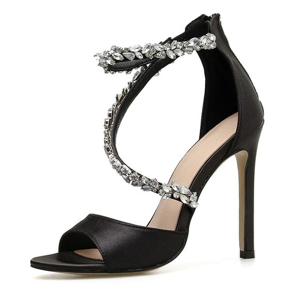 2020 new summer fashion high heel 11cm women sandals rhinestone crystal heel ladies shoes zipper design party open-toed sandals, Black
2020 new summer fashion high heel 11cm women sandals rhinestone crystal heel ladies shoes zipper design party open-toed sandals, Black
