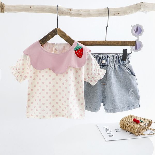 summer girls clothes sets children kids baby dot polka short sleeve strawberry t-shirt jeans shorts pant 2pcs outfits, White
summer girls clothes sets children kids baby dot polka short sleeve strawberry t-shirt jeans shorts pant 2pcs outfits, White