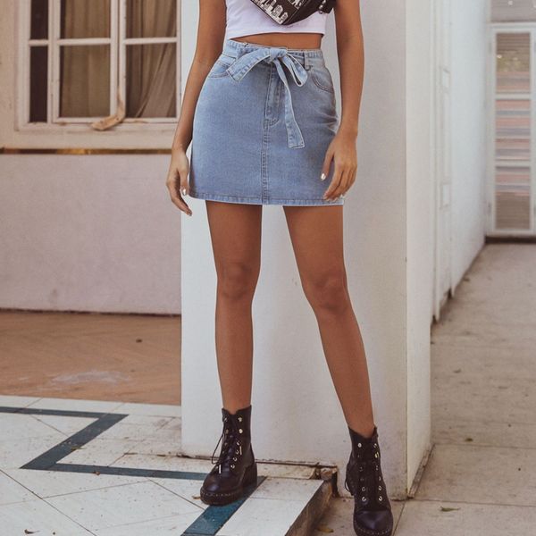 lace up bow tie denim skirt high waist a-line mini skirts women 2020 summer new pockets blue short jean skirt style saia jeans, Black
lace up bow tie denim skirt high waist a-line mini skirts women 2020 summer new pockets blue short jean skirt style saia jeans, Black